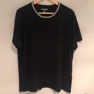 Karl Lagerfeld Paris Black Sleeved tee with white checkered neckline Siz…
